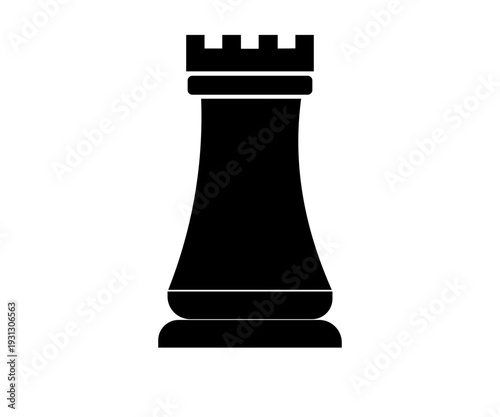 Minimalist Black Chess Rook Vector Icon Illustration