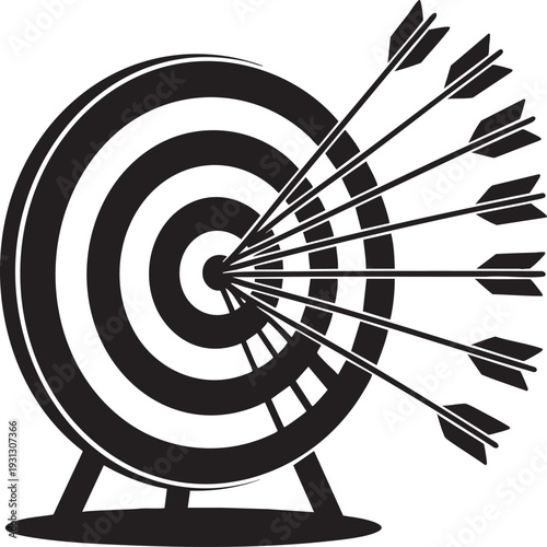 Target with Arrows in Monochrome Style with Dramatic Lighting on White Background for Business Success