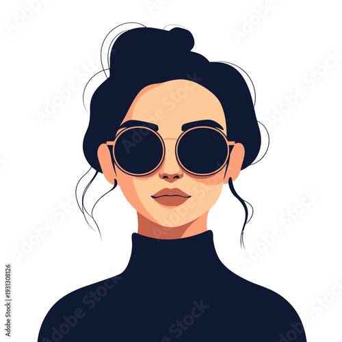 Stylish woman in sunglasses against a minimal backdrop