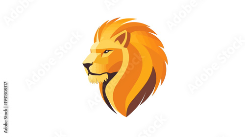 Stylized lion head logo with vibrant orange mane