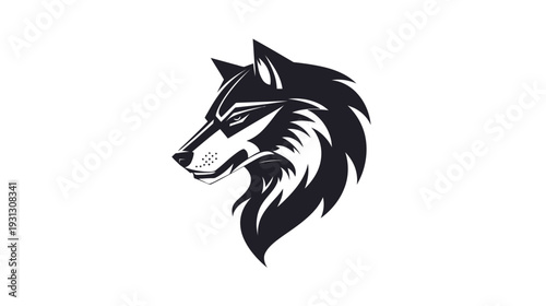 Stylized wolf head illustration with intricate details