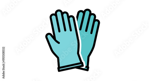 Simple Silhouette Icon of a Pair of Medical Examination Gloves, Symbolizing Essential Hand Protection, Hygiene, and Safety Measures in Healthcare, Laboratory, and General Public Health Settings