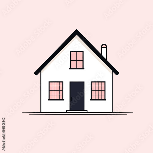Simple house illustration on a pastel background