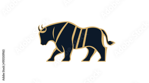 Stylish silhouette of a bull in dynamic pose