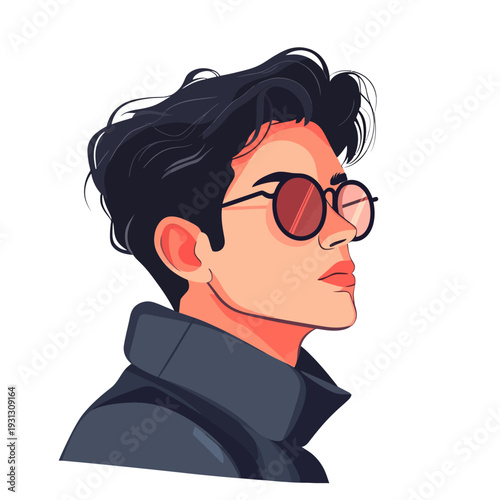 Stylish profile of a young man in sunglasses