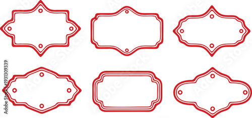 A set of red blank labels on a white background for labeling and identification purposes