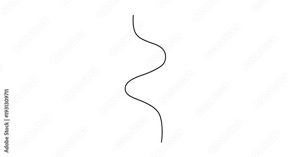 Fototapeta premium Simple Black Wavy Line on White.