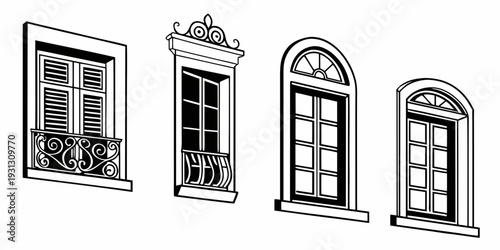 A variety of window designs showcasing different styles and architectural details