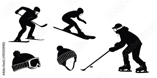 Winter sports: skiing, snowboarding, and ice hockey