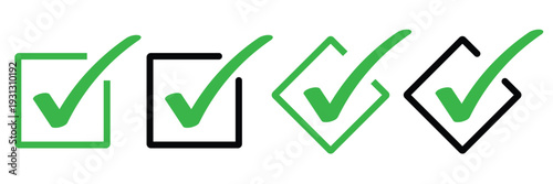  accept checkmark icons tick box checked. Approve symbol. Check mark icon vector design. Green and black check mark icon.