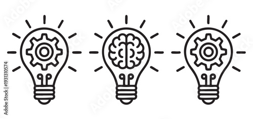 Brain lightbulb creative idea icon for web and app design.