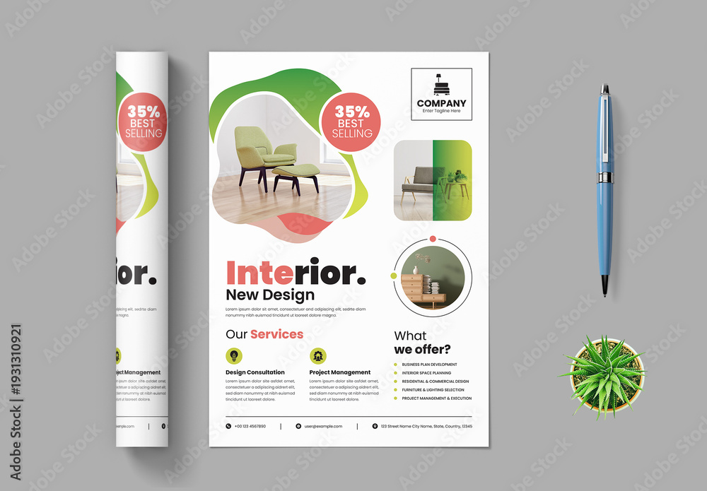 Interior Flyer Design Layout Stock Template | Adobe Stock