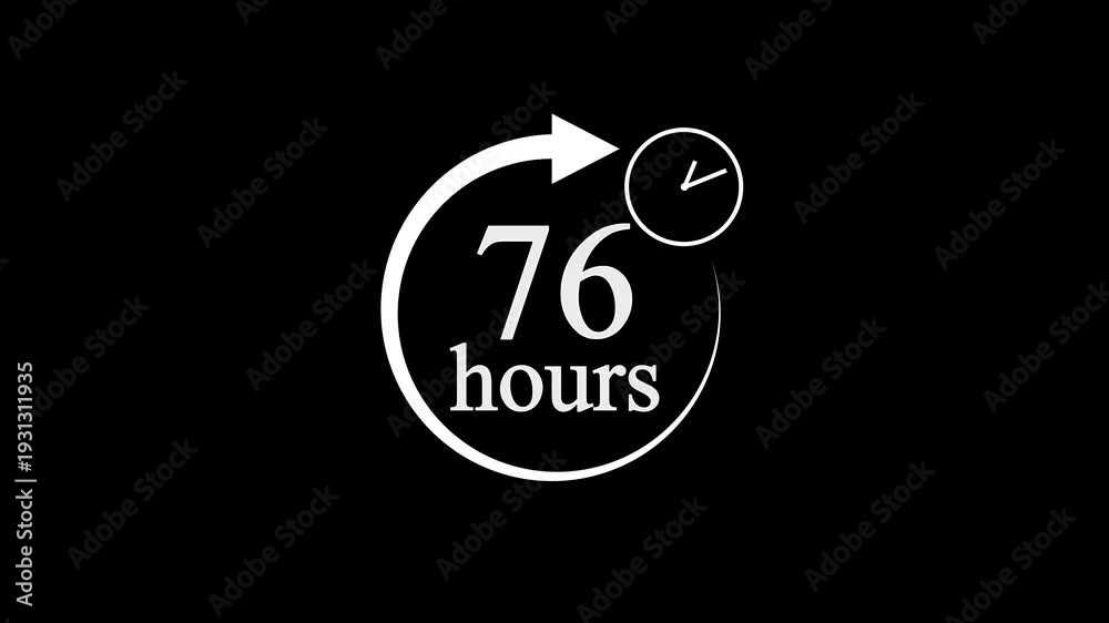 76 Hours Countdown Timer Animation. Stopwatch Clock icon with 76 Hour’s ...
