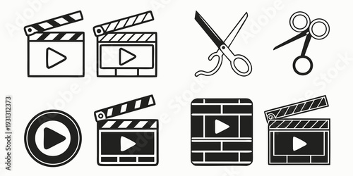 A collection of icons representing video editing and production tools