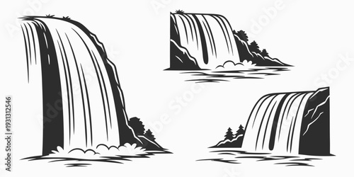 Three distinct waterfalls showcasing the beauty and power of nature's water flow