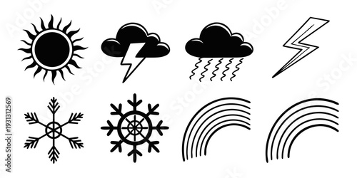 Weather icons depicting various meteorological conditions and phenomena