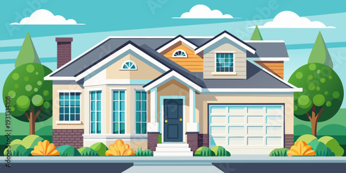 A drastically different house exterior after a makeover, with a fresh coat of paint, new landscaping, and stylish shutters
