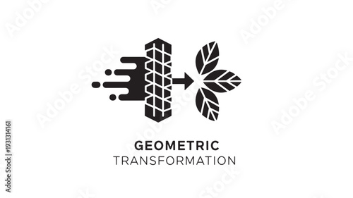 Clean and modern abstract geometric transformation illustration featuring sleek arrows merging into a symmetrical floral pattern, ideal for business, tech, and educational design projects.