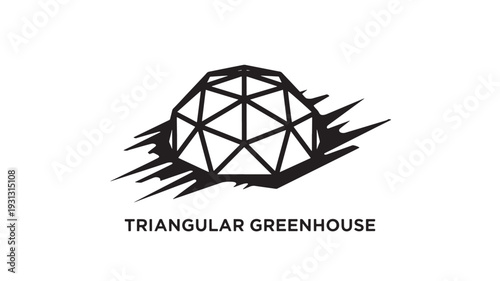 A black triangular greenhouse logo featuring a geometric design on a white background, conveying modernity and eco-friendliness.