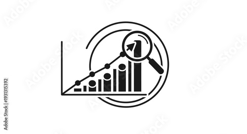 Black and white business graph icon.