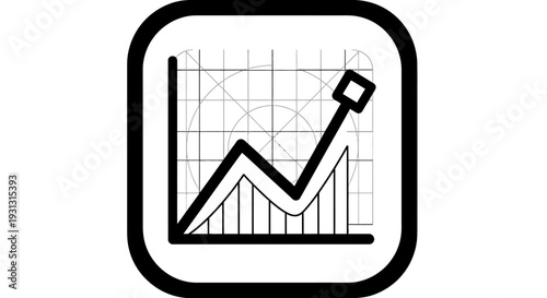 Black and white business graph icon.