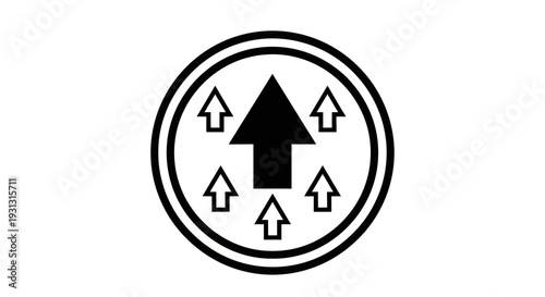 Black and white directional arrow symbol.