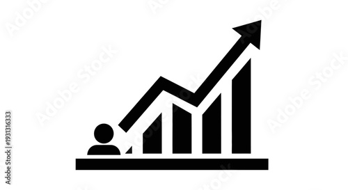 Black bar chart with rising arrow.