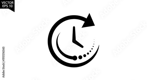 Black clock icon with arrow.