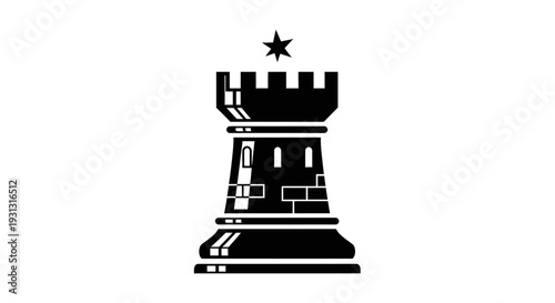 Black rook chess piece icon design.