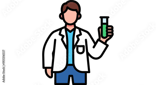 Scientist in Lab Coat Holding a Test Tube with Green Liquid, Illustrating Scientific Research and Experiments