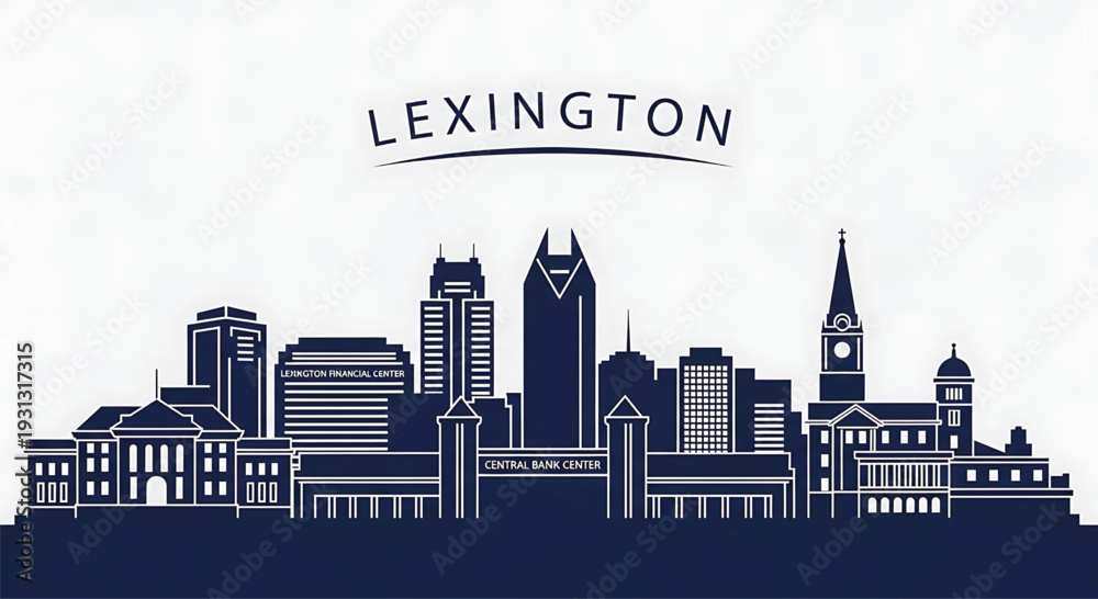 Obraz premium Lexington city skyline with financial center and central bank