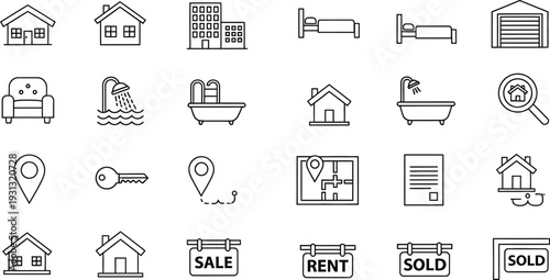 Vector icons of real estate and property concepts