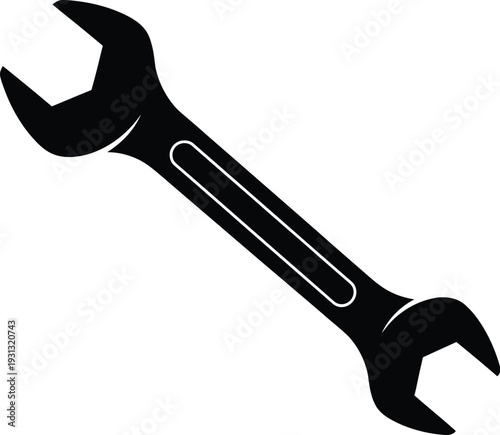 Vector adjustable wrench icon for diy and mechanical use