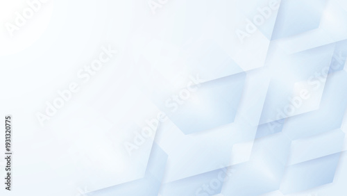 Minimal blue abstract background featuring layered polygon shapes and soft gradient lighting.