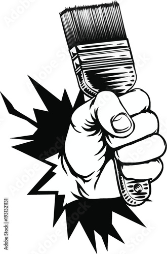 Cartoon superhero angry man with sword hand drawn vector illustration