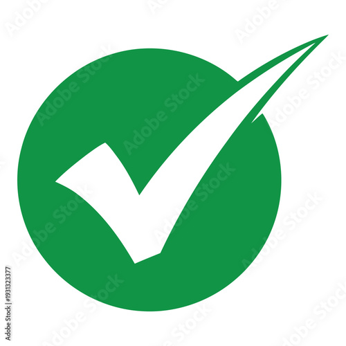 Green check mark symbol on circle icon for approval yes correct tick sign  green circle with white checkmark for validation and confirmation