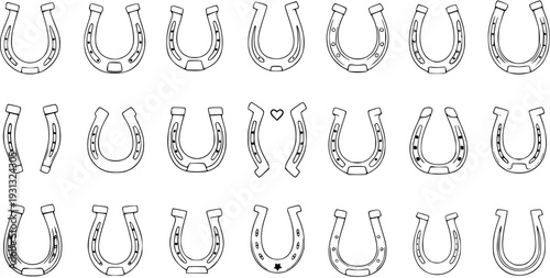 Collection of Horseshoe Illustrations - Lucky Symbols and Equestrian Designs