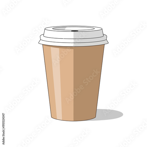 Disposable Coffee Cup with White Lid.