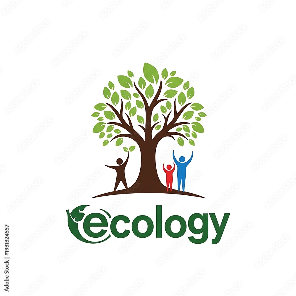 Obraz premium A tree with three human figures and green leaves
