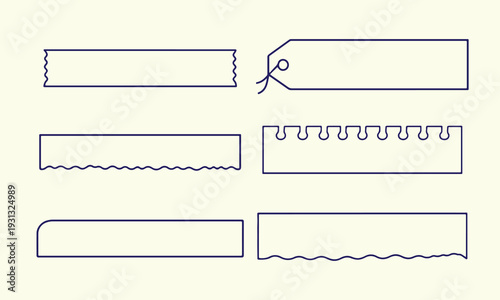 Outline Ticket Border Frames Vector Set – Coupon, Voucher, Receipt Edge Line Art Collection