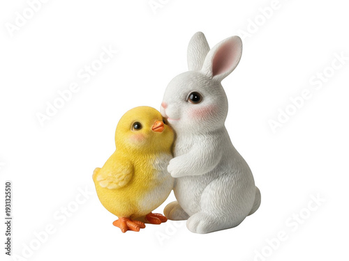 Wallpaper Mural Adorable easter-themed figurine of a chick and bunny standing together isolated on transparent background Torontodigital.ca