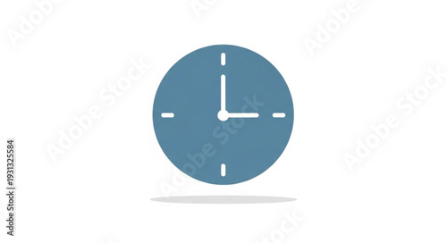 Simple blue clock face showing three oclock.