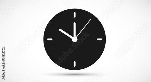 Simple black clock face showing the time.