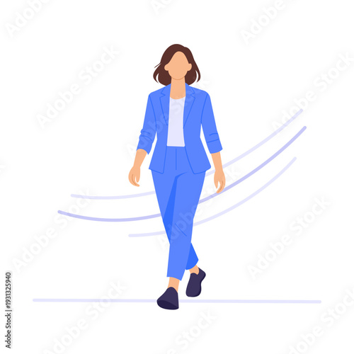 Confident Walk Forward, moving ahead with self assurance, Flat vector character illustration
