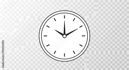 Simple analog clock face showing time on transparent background.