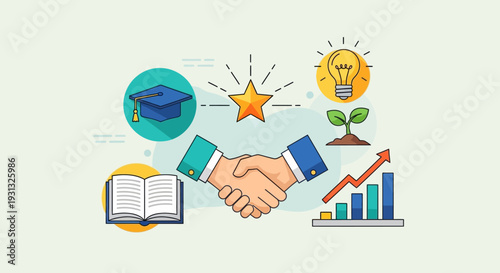 Business partnership handshake and success.