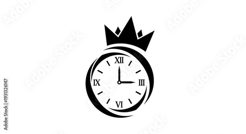 Clock with crown on top symbol.