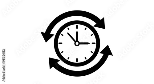 Clock with circular arrows symbol.