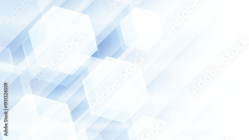 Minimal blue abstract background featuring layered polygon shapes and soft gradient lighting.