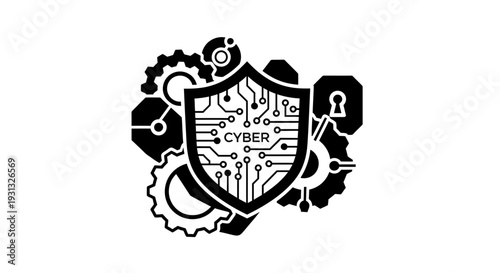 Cyber security shield icon design.